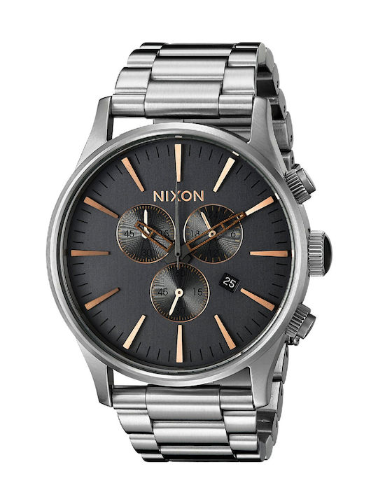 Nixon Sentry Uhr Chronograph mit Schwarz Metallarmband