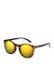 Breo Elmhurst Tortoise Shell / Black Wood Damen Sonnenbrille mit Braun Schildkröte Holz Gestell und Gold Spiegel Linse B-AP-ELMT7