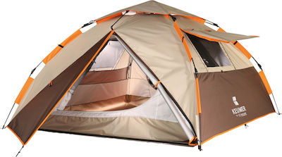 Keumer Automatisch Campingzelt Iglu Beige 3 Jahreszeiten für 3 Personen 210x210x130cm