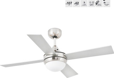 Faro Barcelona Mini Icaria 33699 Ceiling Fan 107cm with Light and Remote Control Matt Nickel