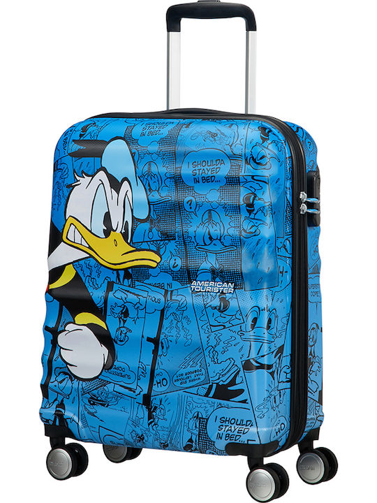 American Tourister Wavebreaker Disney Donald Duck Children's Cabin Travel Suitcase Hard Blue with 4 Wheels Height 55cm 85667-5278