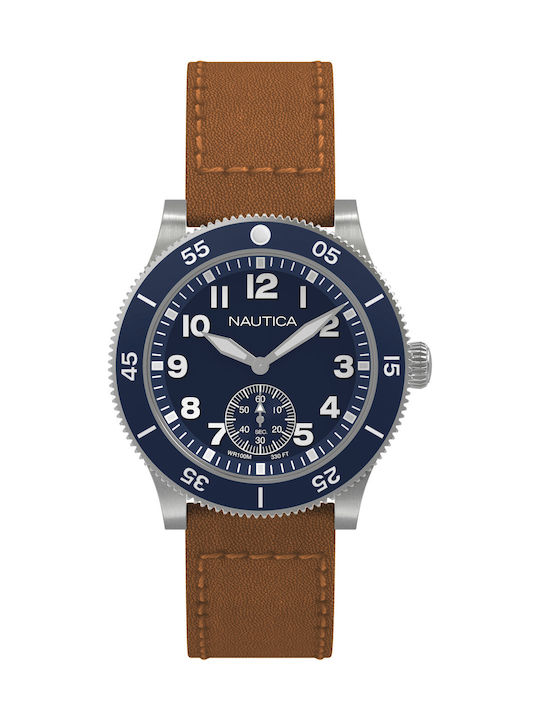 Nautica Watch Chronograph Battery with Brown Le...