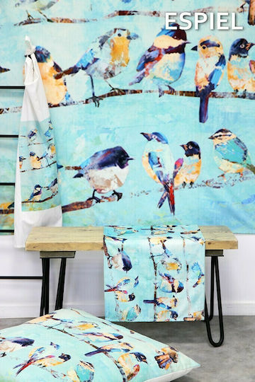 Espiel Läufer Vögel Hellblau 40x180cm Espiel Läufer Vögel Hellblau 40x180cm