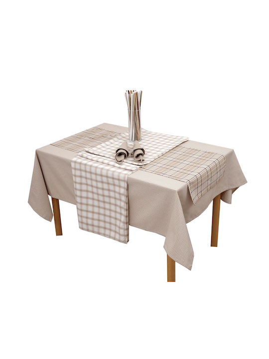 Viopros Tablecloth Set Ουαλία Beige 140x140cm 637257