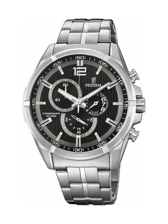 Festina Watch Chronograph Battery with Silver Metal Bracelet F6865/4