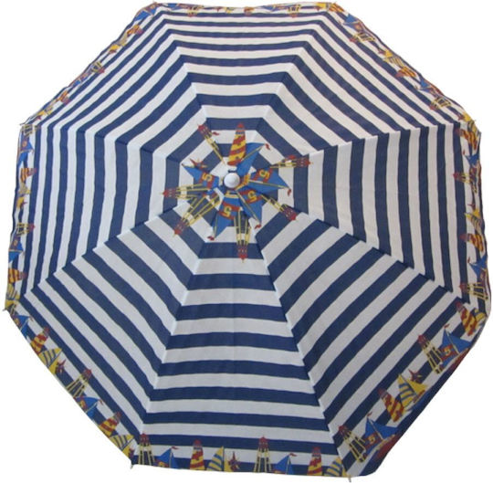 Summertiempo 10504039 Beach Umbrella Diameter 1.8m Blue with Stripes