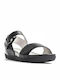 Eve 1 Leather Women's Flat Sandals Flatforms in Black Color