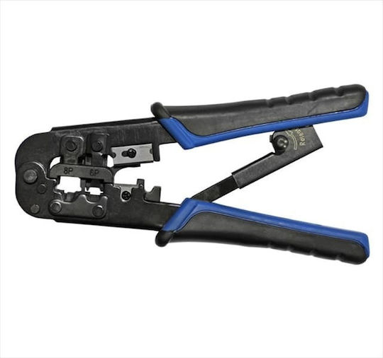 Adeleq Πρέσα Ακροδεκτών Δικτύου RJ12, RJ11, RJ45 με Απογυμνωτή & Μηχανισμό Καστάνιας (Μήκος 180mm)