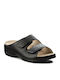 Berkemann Fedora Leather Women's Flat Sandals Anatomic in Black Color