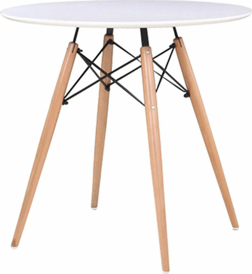 Art Round Kitchen Wooden White Table 80x80x74cm E7083,1