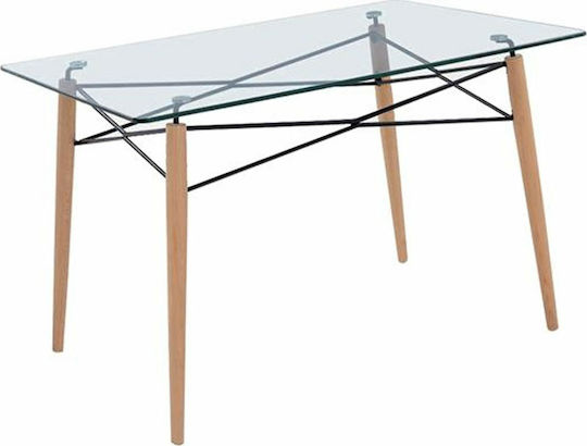 Art Kitchen Table with Natural Glass Surface 120x80x74cm E7081,2