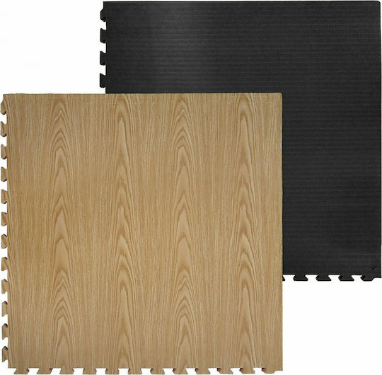 Olympus Sport Saltea Puzzle Podea Sala De Sport Cu Două Fețe Maro/Negru Tatami Cu Două Fețe 100x100x2.5cm 1 Bucată