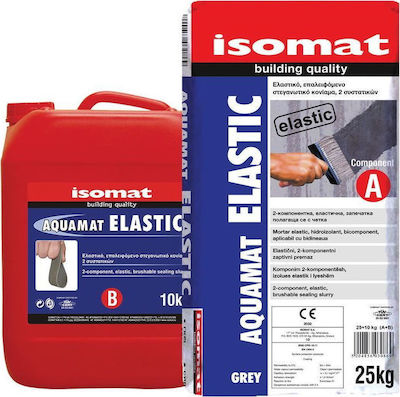 Isomat Aquamat Elastic Επαλειφόμενο Στεγανωτικό 2 Συστατικών 35kg Λευκό