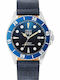 Cerruti Herrenuhr 43mm Automatisch mit Blau Lederarmband