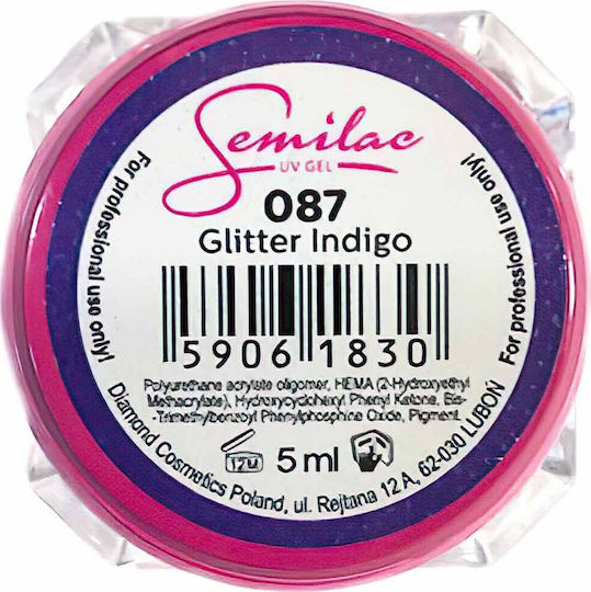 Semilac Гел Гел за изкуствени нокти 087 Glitter Indigo 5мл