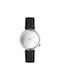 Komono Estelle Mirror Watch with Black Leather Strap