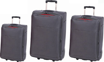 Diplomat The Athens Collection Travel Suitcases Fabric Gray with 2 Wheels Set 3pcs