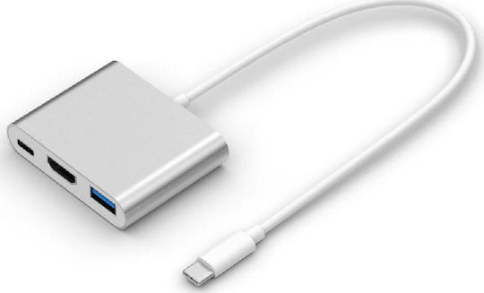 Powertech USB-C Docking Station mit HDMI 4K PD Silber (CAB-UC004)