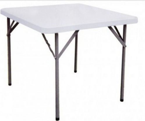 Outdoor Dinner Foldable Table with Plastic Surface and Metal Frame White 87x87x74cm