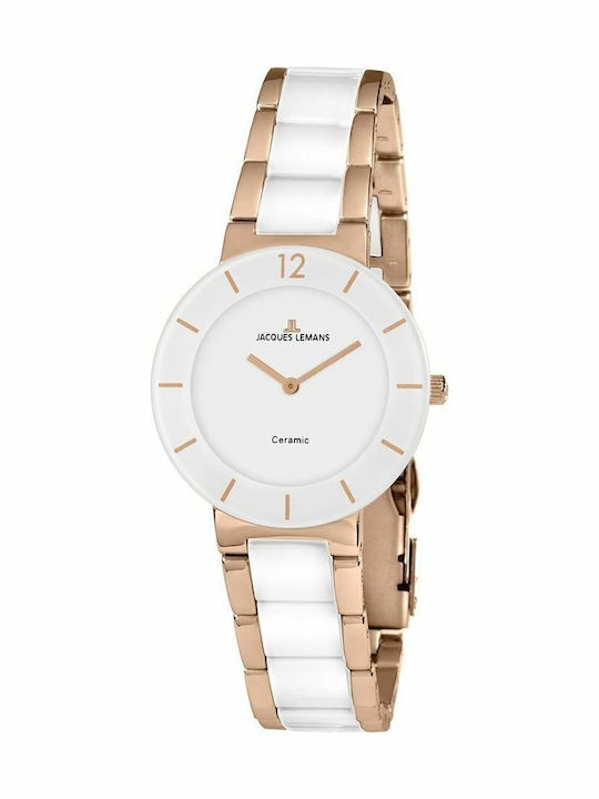 Jacques Lemans Jacques Lemans Women's Watch Battery with Pink Gold Metal Strap