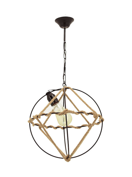 Alphab2b Ritim 1 Pendant Light Single-Light with Rope for Socket E27 Brown