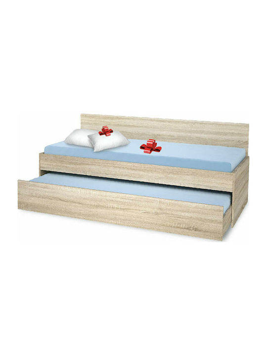 Bisi Sandwich Single Wooden Sofa Bed in Beige for Mattress 80x190cm