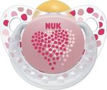 Nuk Ορθοδοντική Πιπίλα Καουτσούκ για 0-6 μηνών Trendline Adore με Θήκη Καρδούλα Ροζ