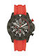 Nautica Watch Chronograph Battery with Red Rubber Strap NAI17514G