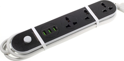 Power Strip with Surge Protection 3 Positions with 3 USB-A, Switch and Cable 1.6m