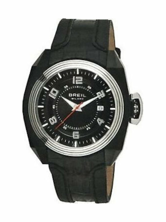 Breil Milano Mito Ανδρικό Ρολόι 43mm με Μαύρο Δερμάτινο Λουράκι
