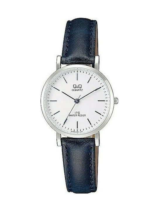 Q&Q Watch with Blue Leather Strap QZ03J301