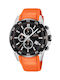 Festina Watch Chronograph Battery with Orange Rubber Strap