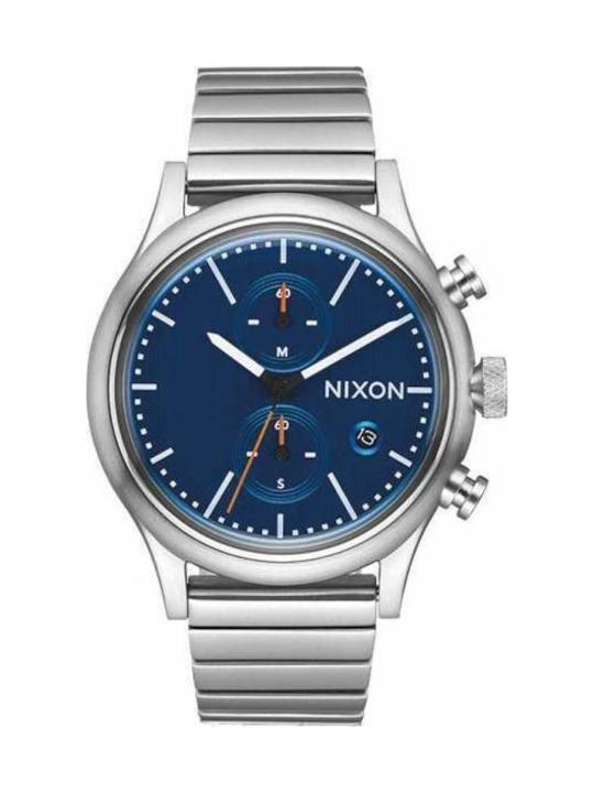 Nixon Station Ανδρικό Ρολόι 41mm Μπαταρίας με Ασημί Μεταλλικό Μπρασελέ
