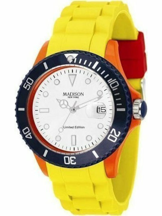 Madison Men's Watch 40mm Battery with Yellow / Yellow Rubber Strap