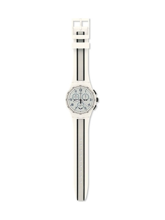 Swatch Escalator Watch Chronograph with White Rubber Strap