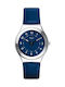 Swatch Night Twist Watch with Blue Leather Strap