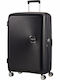 American Tourister Soundbox Spinner Expandable Large Hard Black Suitcase with 4 Wheels Height 77cm