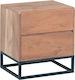 Nepal Wooden Bedside Table with Metallic Legs 50x40x55cm
