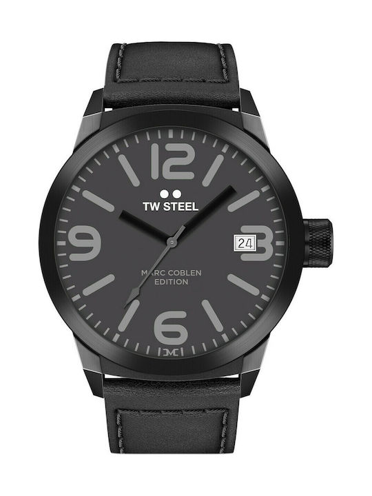 TW Steel Watch Battery with Black Leather Strap TWMC53-001