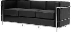 Genova Three-Seater Artificial Leather Sofa Black 188x73cm