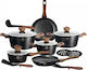 Berlinger Haus Forest Line Cookware Set of Aluminum with Stone Coating Black 15pcs