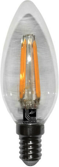 Adeleq Bec LED 4W 98mm pentru Soclu E14 și Formă C35 Alb cald 420lm