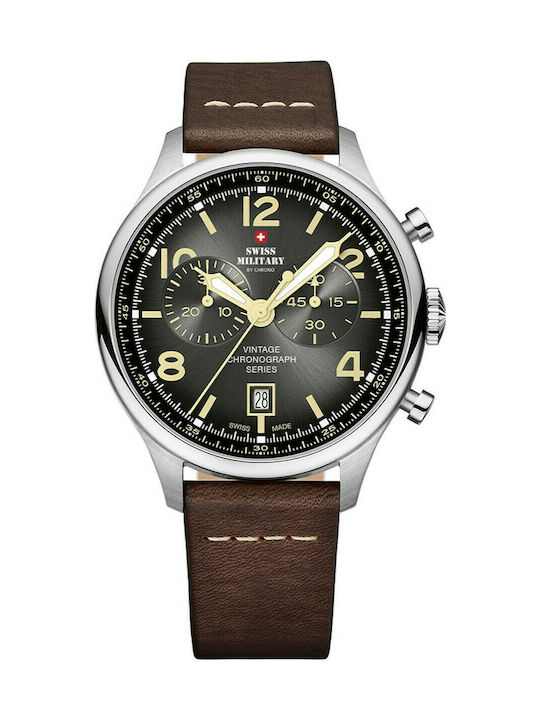 Swiss Military by Chrono Watch Chronograph Battery with Brown Leather Strap SM30192.04