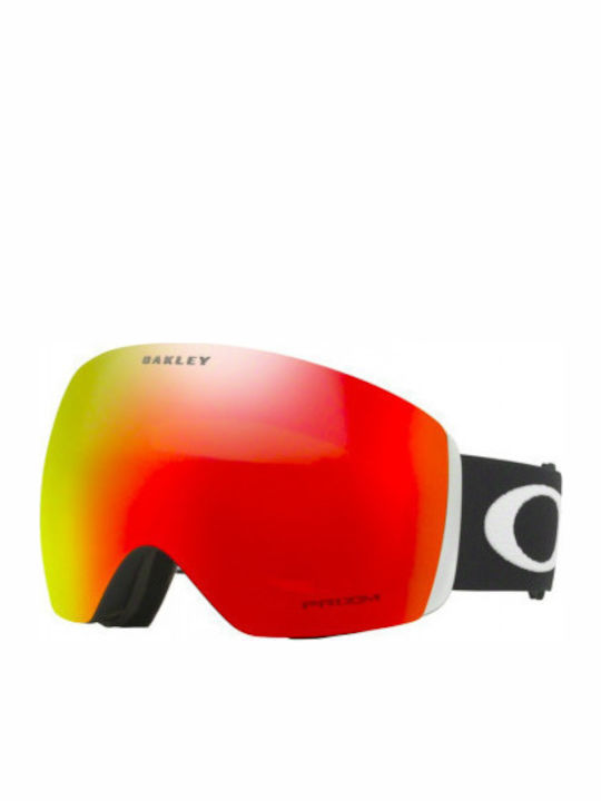 Oakley Flight Deck Prizm Mască de Schi și Snowboard pentru Adulți Neagră cu Lentilă Oglindă Roșie