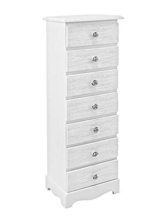 Sertar Mobilier de depozitare Blanc cu 7 Sertare Λευκό L29xL23xH89buc