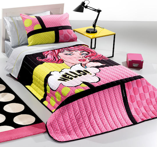 Saint Clair Pop Art Suede Kids Duvet Cover Single Cotton Pink 160x220cm