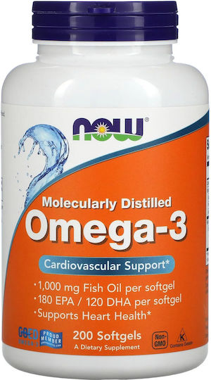 Now Foods Molecularly Distilled Omega 3 Fish Oil 1000mg 200 softgels
