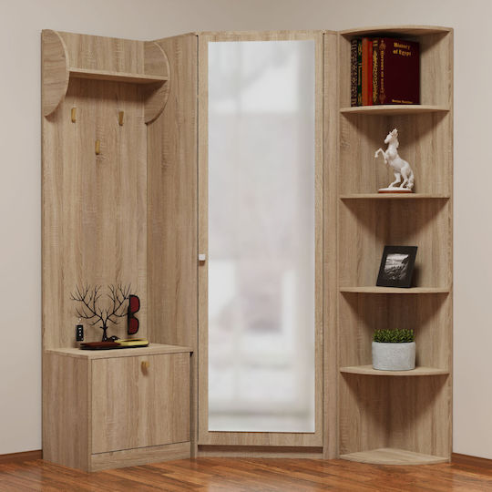 Oksana Entry Furniture with Mirror / Hanger / Shoe Rack & Wardrobe Sonoma 143x40x200cm Oksana Entry Furniture with Mirror / Hanger / Shoe Rack & Wardrobe Sonoma 143x40x200cm