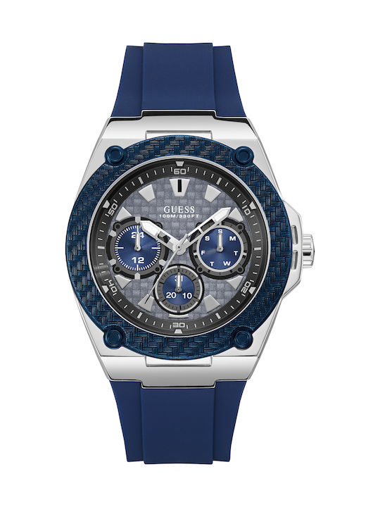 Guess Uhr Chronograph Batterie mit Blau Kautschukarmband W1049G1