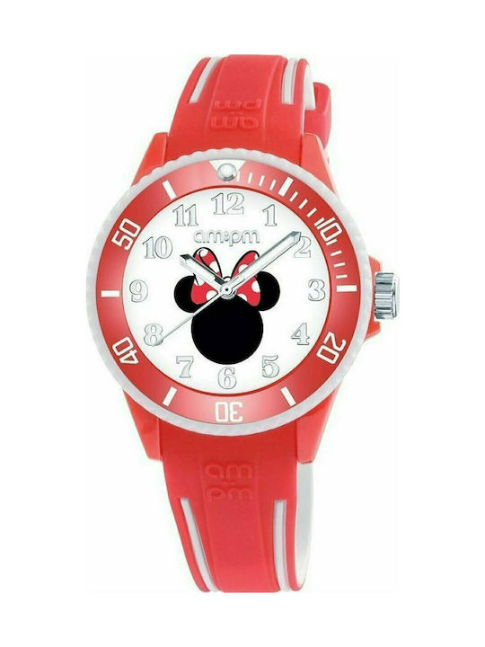 am:pm Minnie Παιδικό Αναλογικό Ρολόι με Λουράκι από Καουτσούκ/Πλαστικό Κόκκινο